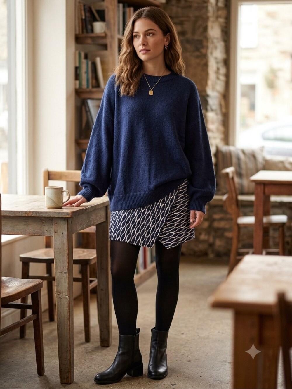 LOFT Blue, B & W Geo Print skirt Size MP